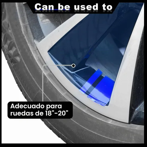 Vista 5 de Tallew 8 piezas de calcomanías para borde de rueda con rayas adhesivas para automóviles para ruedas de 18-21 pulgadas, calcomanías reflectantes