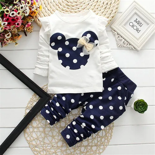 Vista 4 de Cute Toddler Baby Girls Clothes Set Long Sleeve T-Shirt and Pants Kids 2pcs Outfits