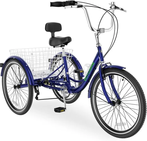 Vista 20 de MOONCOOL Triciclos para adultos de 3 ruedas y 7 velocidades, triciclos para adultos de 20/24/26 pulgadas, bicicleta de 3 ruedas con cesta