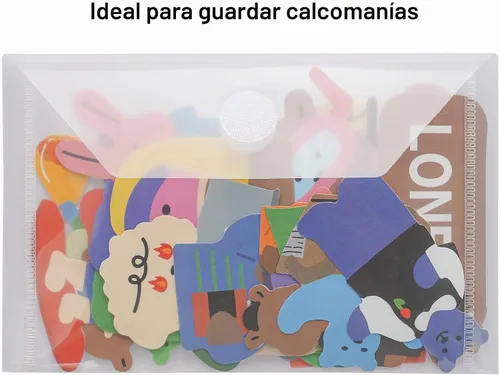Vista 3 de Sobres de plástico 3x5 con cierre de gancho y bucle para cupones y recibos, paquete de 10 (10 paquetes)