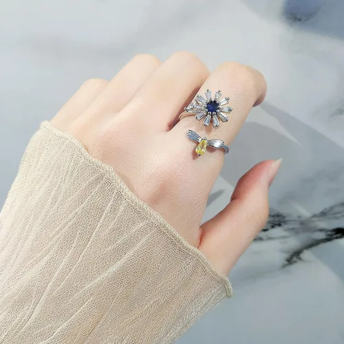 Vista 97 de Anillo de plata 925, anillos de plata ajustables para mujer, anillos de pulgar abiertos, anillos de circonio, anillos ajustables, anillos abiertos