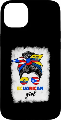 Vista 15 de Funda para iPhone 16, mitad ecuatoriana y puertorriqueña Rico Ecuador Flag Girl Mix