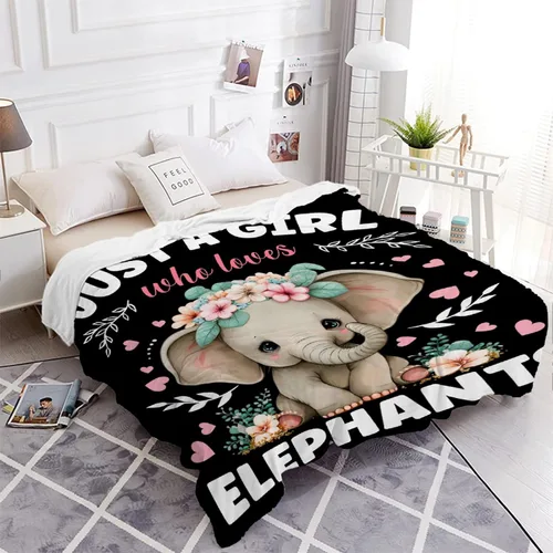 Vista 2 de Manta de elefante, regalos de elefante para mujeres y niñas, manta de franela suave, acogedora y ligera para sofá y cama, tamaño XS, 40 x 30