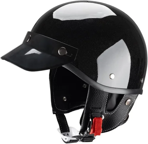Vista 12 de Medio casco de motocicleta retro abierto medio casco casco de motocross para ciclismo, motocross, crucero, bicicleta, scopper, para hombres