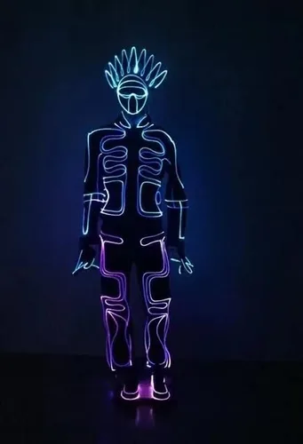 Vista 7 de Gracecolorlife Tron - Disfraz de legado, disfraz de fibra óptica para cosplay, ropa iluminada