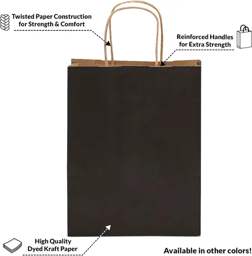 Vista 9 de Prime Line Packaging Bolsas de regalo negras, bolsas de regalo de papel con asas, bolsas al por menor para pequeñas empresas, boutique, compras, a