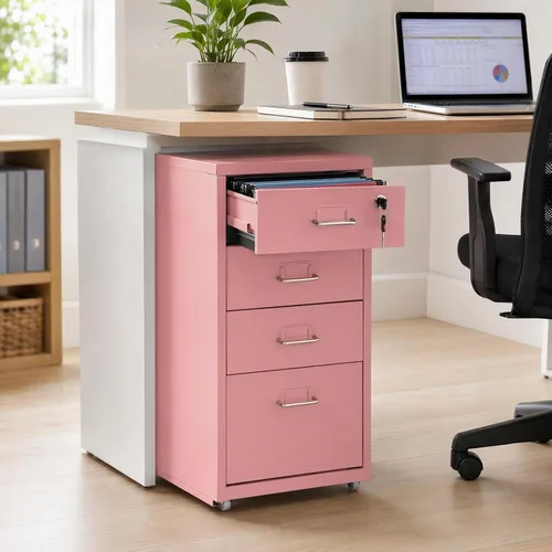 Vista 14 de TFCFL 4 Drawer Metal File Cabinet, 11.02lb/Drawer,Lockable Top(Black)