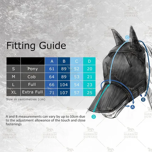 Vista 81 de Harrison Howard Máscara de mosca de caballo luminosa profesional estándar con orejas protección UV para caballo, azul y plateado, pequeño poni Azul