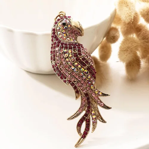 Vista 3 de Llavero de loro para mujer, lindo llavero de pájaro loro para niñas, llavero de loro tropical brillante, divertidos llaveros de loro, llavero
