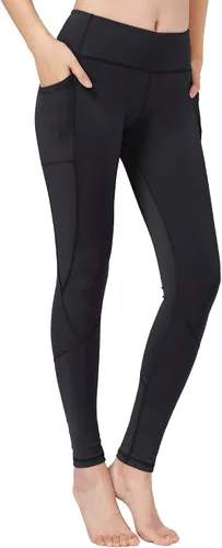 Vista 2 de Keolorn Pantalones de yoga de cintura alta con bolsillos, control de abdomen, leggings de entrenamiento para mujer, leggings elásticos en 4