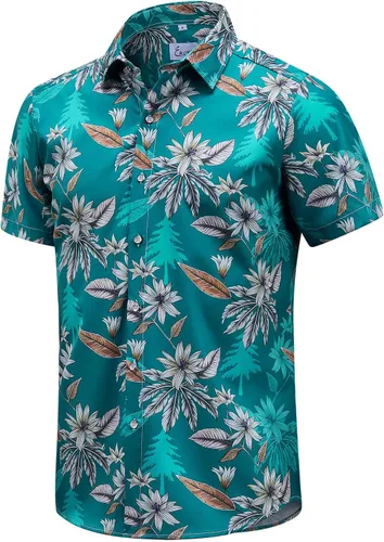 Vista 8 de EUOW - Camisas hawaianas para hombre de manga corta con botones, estampadas para la playa y el verano