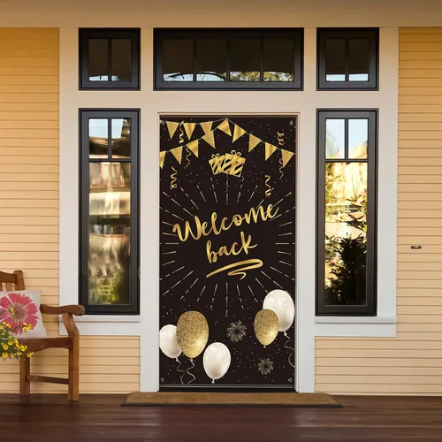 Vista 3 de Decoración de pancarta de bienvenida para puerta, decoración de fiesta de regreso a casa, decoración de fondo para cabina de fotos de fiesta