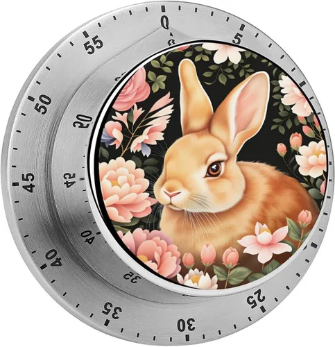 Vista 14 de Pig Floral Kitchen Timer Mechanical No-Battery, Magnetic Back, Loud Alarm for Kitchen, Study & Fitness