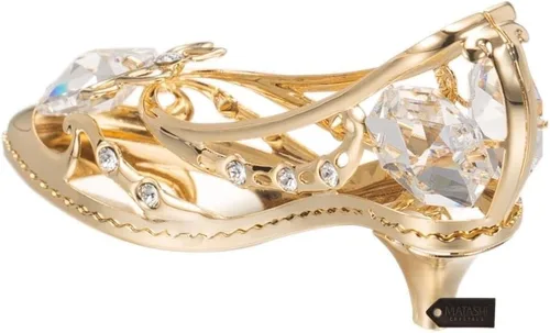 Vista 5 de Matashi Adorno de zapato de dama con tachuelas de cristal chapado en oro de 24
