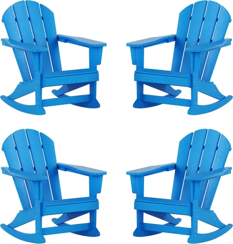 Vista 199 de WestinTrends Silla mecedora Malibu de poliéster para exterior/patio Adirondack, Negra