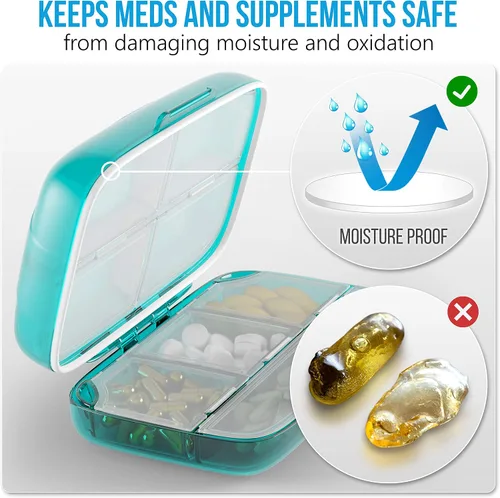 Vista 2 de Organizador de píldoras hermético, dispensador de píldoras grande para el hogar, soporte de suplemento de viaje para el hogar, clasificador