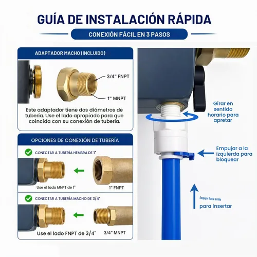 Vista 6 de Filtro de sedimento giratorio para toda la casa, prefiltro desechable de doble capa de 40 micrones para agua de pozos y ciudad, diseño