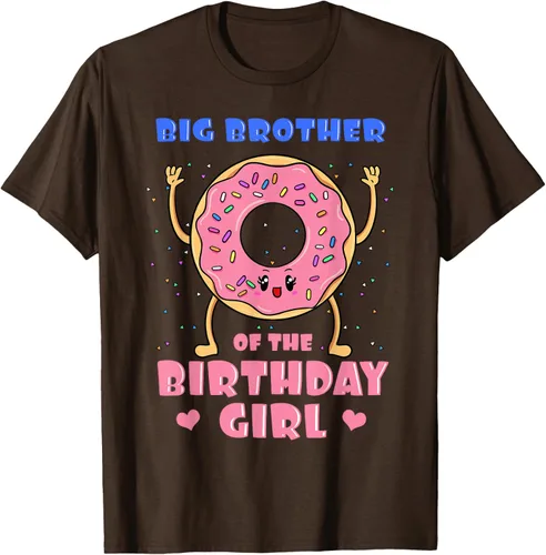 Vista 8 de Big Brother Of The Birthday Girl Donut Bday Party Bro Sib Camiseta, Negro, S