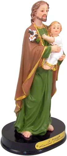 Vista 3 de Kit para el vendedor con estatua de San José de resina y tarjeta de oración, 5 1/4 pulgadas