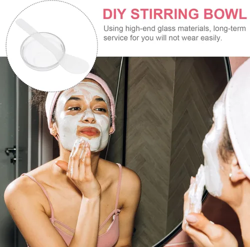 Vista 5 de LALAFINA Juego de spa 1 juego de exfoliador facial para cepillos, mascarillas, cuenco, palillos, cara, barro, sopa de vidrio, limpiador de aceite