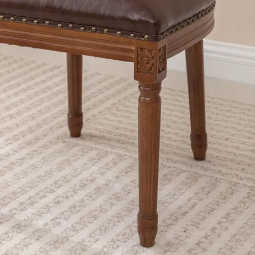 Vista 8 de Juego de sillas de comedor de madera 1/2/4, sillas de cocina tapizadas con asiento de cuero, silla de comedor rústica, silla lateral sin brazos