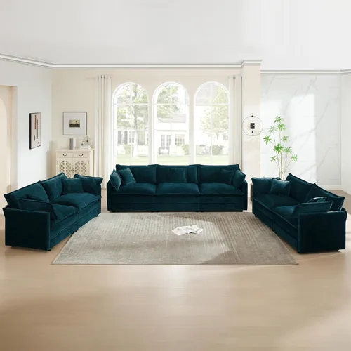 Vista 23 de 76.7" Cloud Couch for Living Room, Deep Seat Loveseat Sofa, Beige Breathable Chenille, 2-Seats Couch for Apartment Small Spaces, Pocket Spring