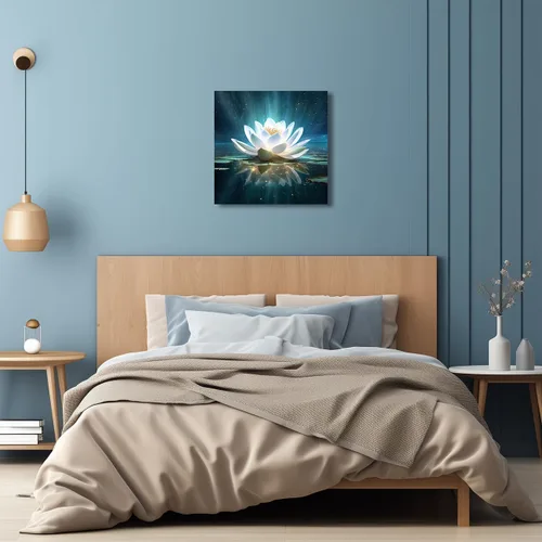 Vista 3 de QIXIANG Lienzo decorativo para pared de baño zen, pinturas de flores brillantes de loto para sala de estar, dormitorio, yoga, spa, meditación Loto