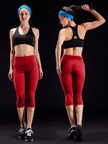 Vista 3 de NELEUS - Leggings capri de yoga para mujer, de cintura alta, con control de abdomen, para correr, con bolsillo