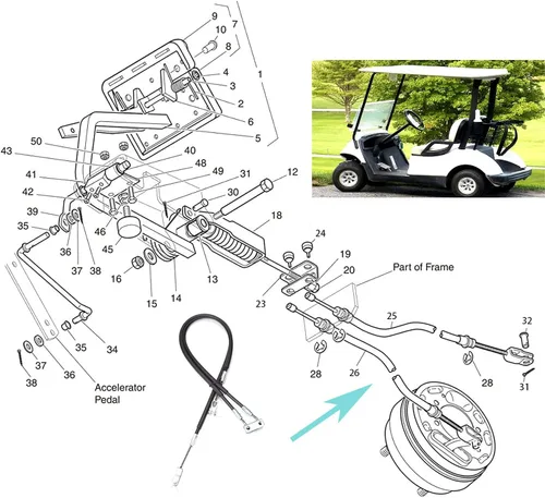 Vista 6 de 70969-G03 Juego de cables de freno para carrito de golf EZGO TXT 1994 y más o EZGO TXT Marathon Medalist Golf Cart 70716-G03 70273-G03 70969-G03