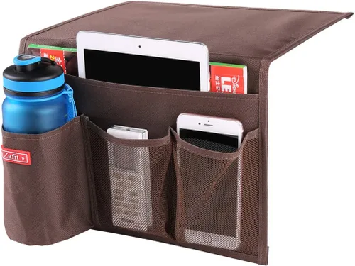 Vista 20 de Zafit Organizador de almacenamiento de mesita de noche, organizador de armario de mesa para mandos, teléfono, lentes (4 bolsillos, negro)