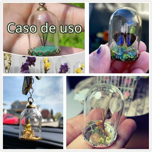 Vista 4 de 10 piezas de botella de globo de vidrio de tubo transparente con accesorios, cúpula de vidrio hueca, dijes colgantes de frasco, Vidrio, Clásico