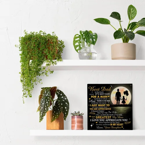 Vista 5 de Letrero de madera con texto en inglés «Best Dad» para papá de parte de la hija, regalos de agradecimiento para cumpleaños, Día del Padre, placa