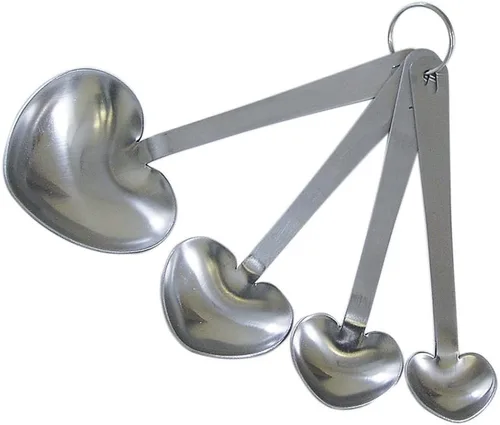 Vista 5 de R&M International 2631 Cucharas medidoras en forma de corazón, acero inoxidable, juego de 4 piezas