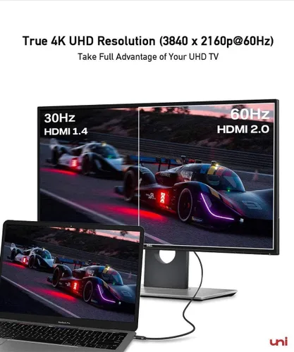 Vista 3 de uni Cable USB C a HDMI de 10 pies 4K a 60 Hz, cable USB tipo C a HDMI de aluminio resistente (compatible con Thunderbolt 3/4) con Samsung S8-S23