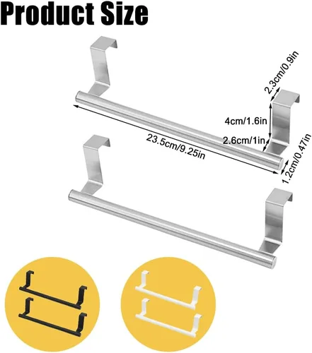 Vista 2 de Toallero para puerta de gabinete, toallero de cocina para gabinete, soporte para toallas de cocina de acero inoxidable, colgador de toallas de mano