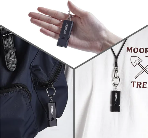 Vista 5 de Whistle Emergency Noopel - Silbatos de supervivencia de tres tubos, paquete de 2 con cordón y llavero para senderismo, camping, kayak, deportes