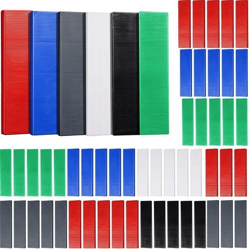 Vista 9 de Konohan 300 piezas de calzas planas de plástico estructurales para nivelación, 3/64, 5/64, 1/8, 5/32, 3/16, 1/4, verde, negro, blanco, gris, azul