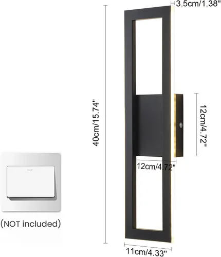 Vista 4 de Lámpara de pared LED para interiores, lámpara de pared moderna de 15.74 pulgadas, lámpara de pared de barra larga, lámpara de decoración con luz