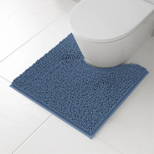 Vista 20 de RUN HELIX Juego de 4 alfombras de baño antideslizantes, suaves, peludas y absorbentes, con tapete de inodoro en forma de U, color negro