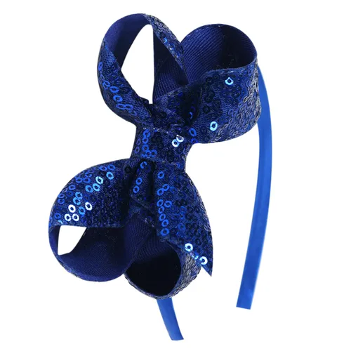Vista 8 de Diademas con lazo para el pelo con lentejuelas brillantes, lazos de cinta para niñas, niños y mujeres (negro)