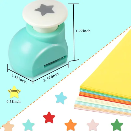 Vista 2 de Perforadora de agujeros - Punzones de papel para manualidades, formas de perforación, perforadora de agujero de estrella, perforadora de agujeros