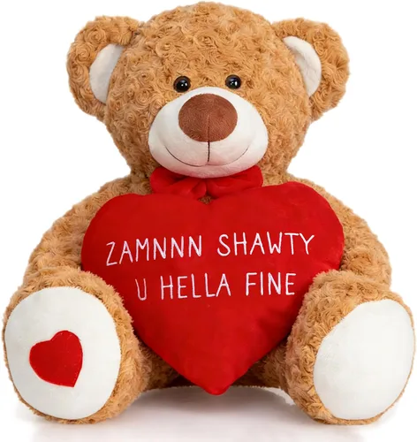 Vista 11 de HollyHOME Oso de peluche de San Valentín de 24 pulgadas con corazón rojo, regalo de San Valentín para ella, novia, novio, amante, color marrón