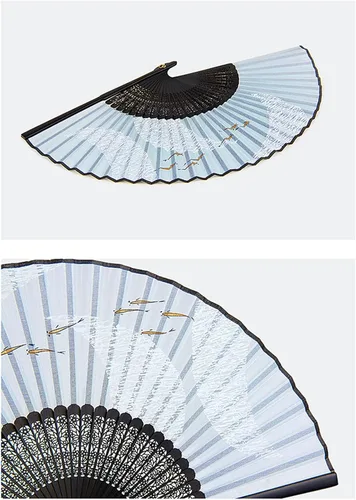 Vista 4 de ERTUO Chinese Style Folding Fan Retro Hollow Fan Daily Portable Hanfu Cheongsam Accessories(Colora)