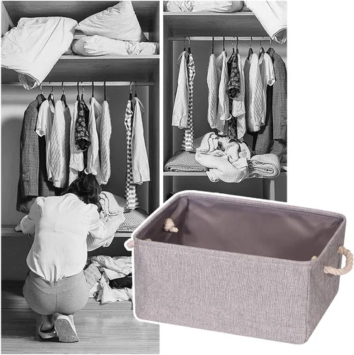 Vista 9 de TENABORT Paquete de 4 cestas de almacenamiento grandes, caja de almacenamiento plegable, organizador plegable de tela con asas para armario, hogar