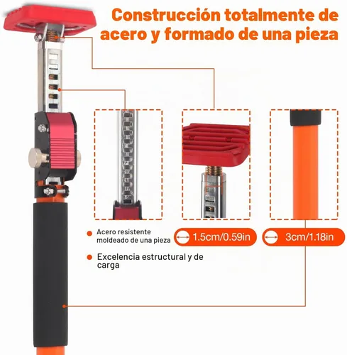 Vista 3 de Gatos de gabinete, poste de soporte ajustable, herramienta de tercera mano, se extiende de 35-63 pulgadas (90-160cm), capacidad de 150 libras Todo