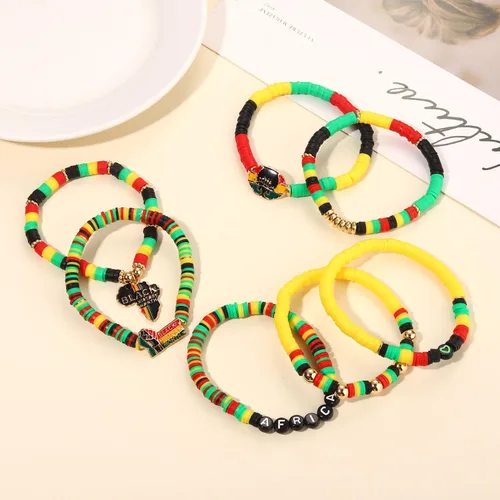 Vista 139 de Surfer Heishi - Pulseras apilables para mujer, apilables, de vinilo arcoíris, disco de arcilla, pulseras elásticas para la amistad, joyería bohemia