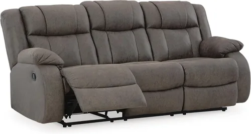 Vista 5 de Signature Design by Ashley - Sofá reclinable manual, primera base, color gris Space-saving 3-in wall distance, Easy-to-clean gunmetal faux leather