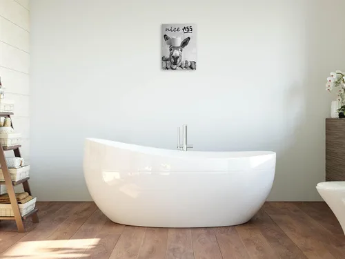 Vista 4 de Biufo Lienzo decorativo para pared, diseño de burro de culo, divertido y bonito retrato de burro, obra de arte para decoración de baño, inodoro