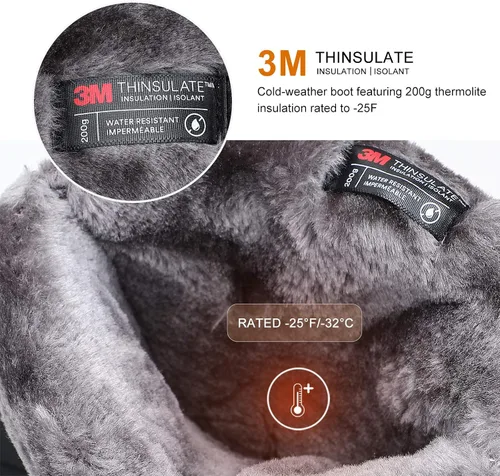 Vista 2 de ALEADER Botas de nieve para hombre, impermeables, aisladas, cálidas interiores, cómodas, para exteriores