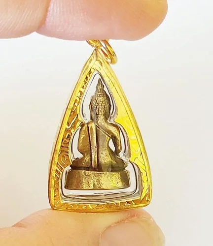 Vista 4 de Milagro Colgante Phra LP Tanjai Buda Thai & Yant Kroa Petch Sheet Gold Spell Yantra Charm Amuleto Talismán Protección Poder Fortuna Comercio Rico
